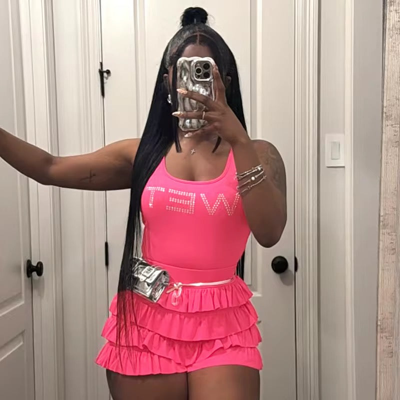 “WET” Ruffle Romper – Baby Pink Edition
