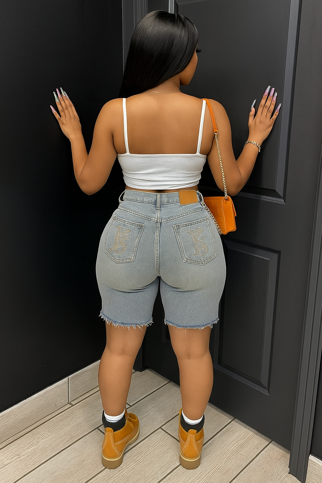 Talk Yo Sh*t Patchwork Denim Shorts