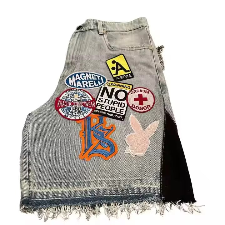 Talk Yo Sh*t Patchwork Denim Shorts