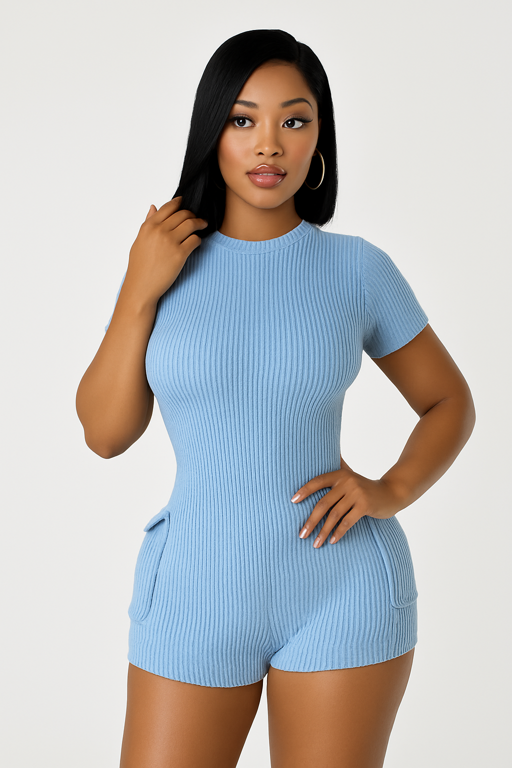 “Snatched & Sleek Ribbed Open-Back Romper”