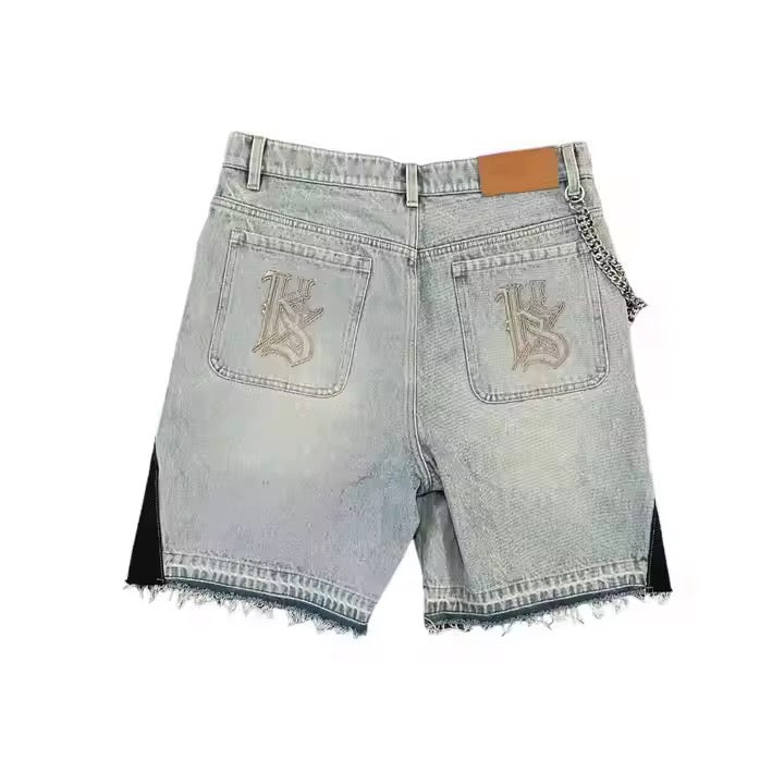 Talk Yo Sh*t Patchwork Denim Shorts