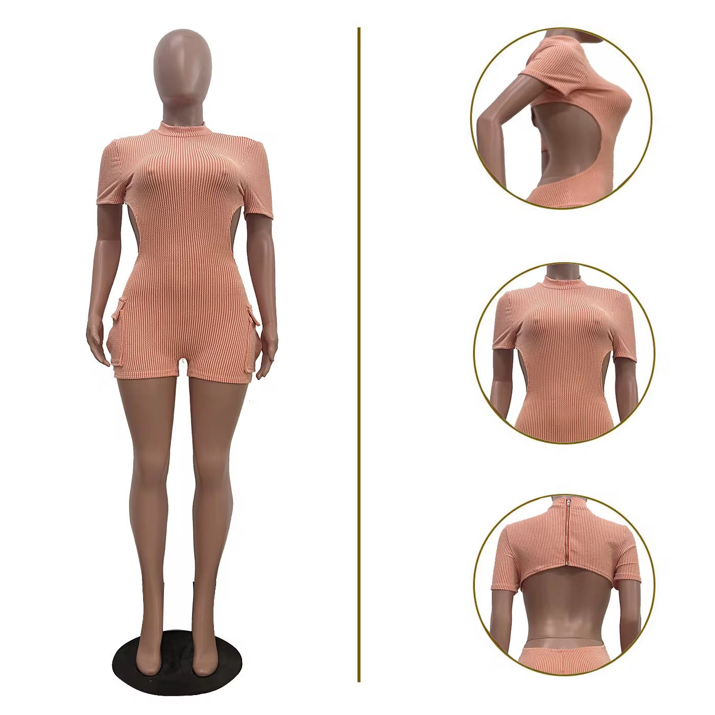 “Snatched & Sleek Ribbed Open-Back Romper”