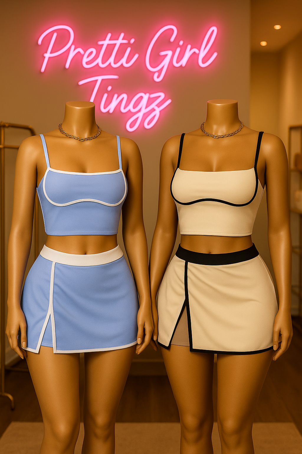 “Cutie Serve Tennis Set” – 2 Piece Skirt & Crop Top Set