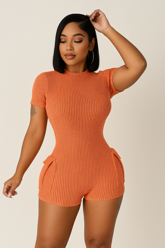 “Snatched & Sleek Ribbed Open-Back Romper”