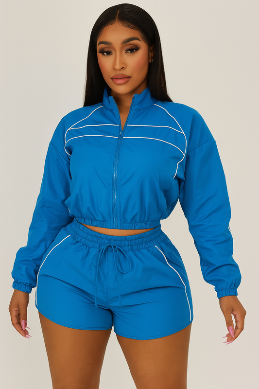 Track Baddie Windbreaker Short Set – 6 Colors